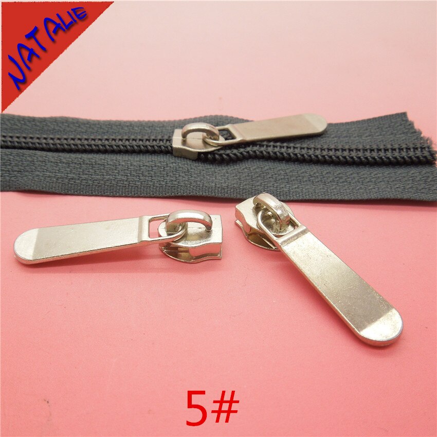 10 Uds. 5 # tirador de cremallera Aleación de Zinc Metal deslizadores sin bloqueo accesorios de ropa para reparación de cremallera para coser