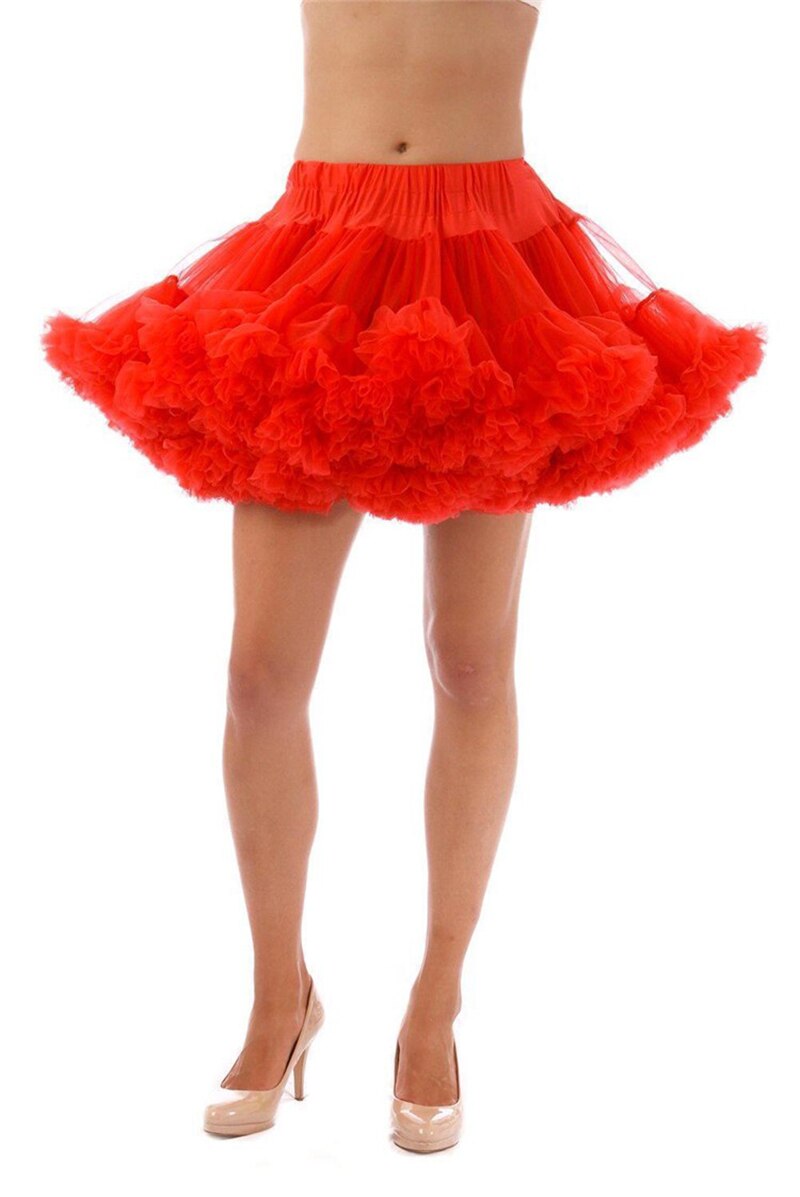 Short Evening Petticoat Waist Adjust Prom Tutu 3 Layers Petticoat Woman Underskirt Crinoline Bridals Accessories: Red
