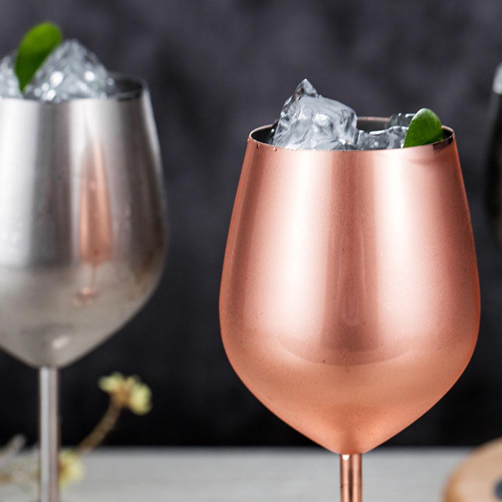 Copa de vino roja de oro rosa y plata de acero inoxidable para Bar, , bebida de jugo, copa de champán, utensilios de cocina, suministros