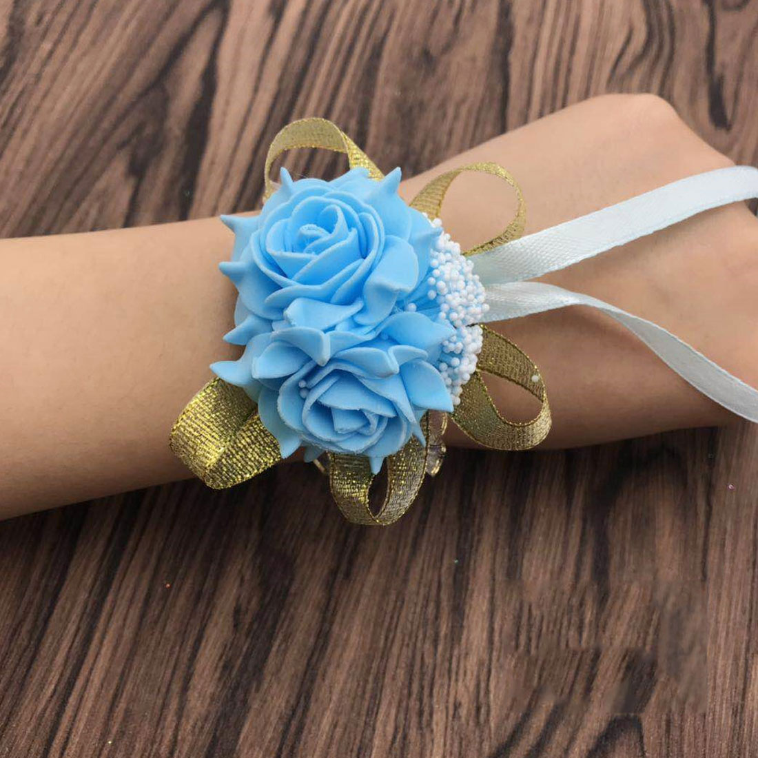 Flores artificiales para novia para bailar de boda decoración nupcial accesorios para baile de graduación ramillete de muñeca dama de honor flores de mano