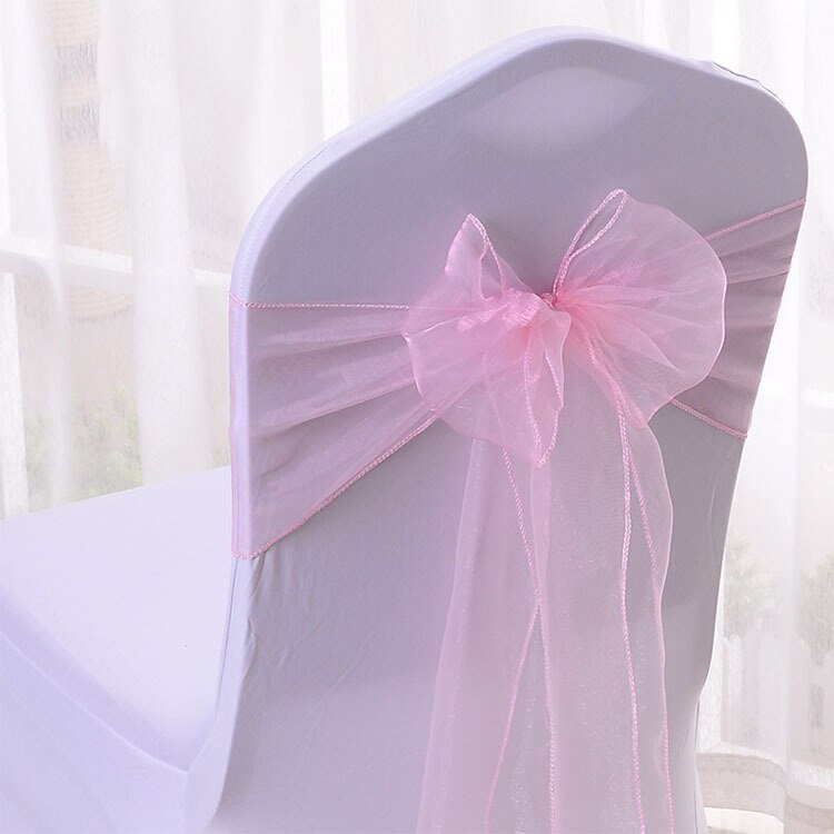 25 stk/parti lyserøde organza stole-sasher bryllup stol dekoration bånd slips sløjfe til betræk banket bryllupsfest begivenhed mintgrøn: Lyserød