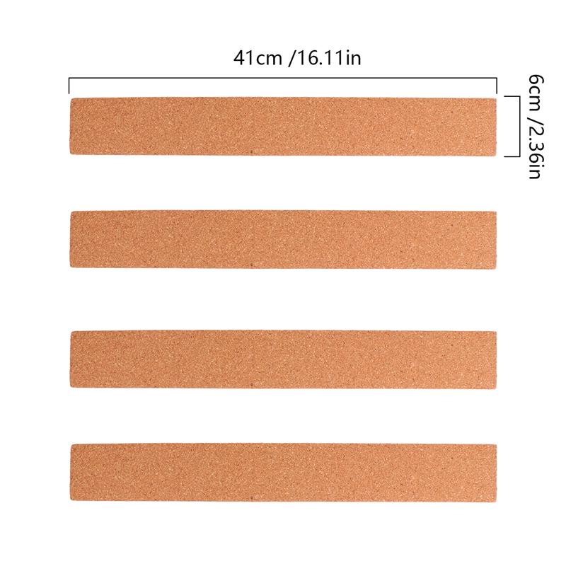 4Pcs Kurk Bulletin Bar Strip Natuurlijke Frameloze Kurk Boord Strips Met Pushpins