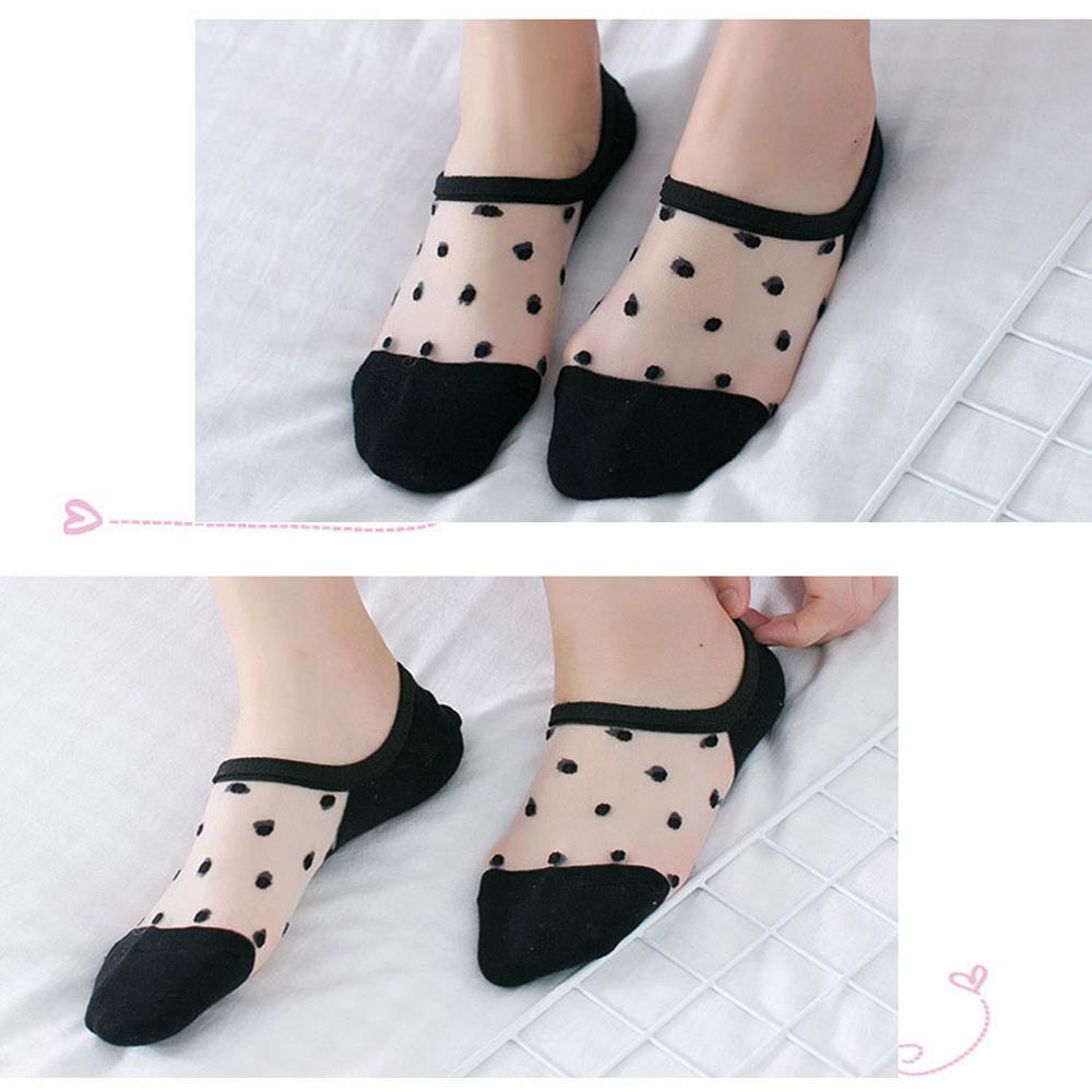 5 paar/pak kanten mesh visnet sokken meisjes sokken transparant stretch elasticiteit enkel net garen dunne dames sokken calcetines mujer: Zwart