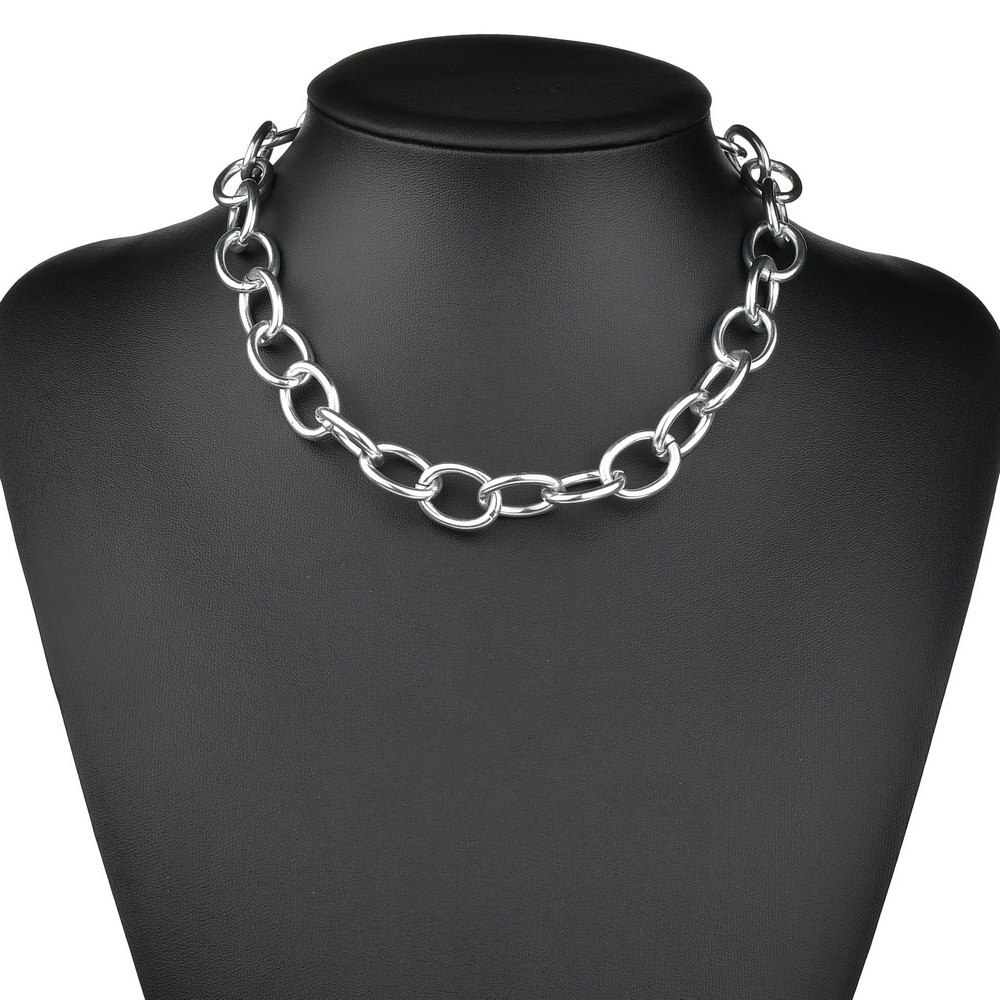 Gothic Chunky Chain Choker Necklace Punk Rock Statement Hip Hop Necklace Women Goth Vintage Punk Jewelry