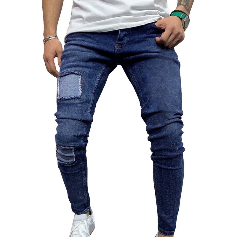 Men's Silm Fit Denim Pants Solid Color Pants Flexible Jeans Men's Jeans with Pockets: S