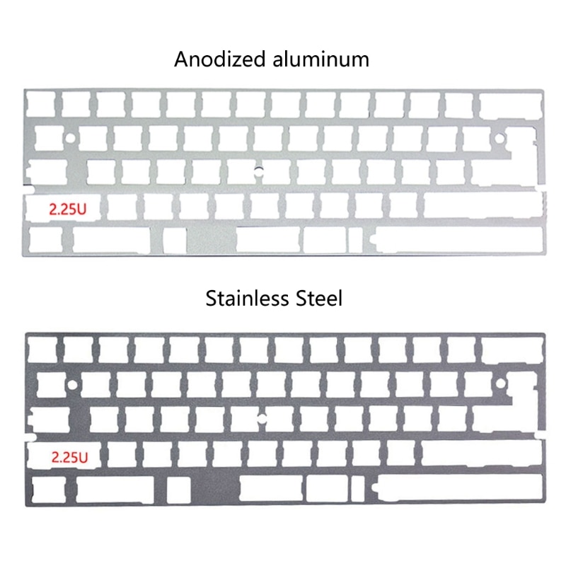 2.25U Left Shift Aluminum Alloy Plate 60% DZ60 Plate for DIY Mechanical Keyboard Stainless Steel Plate GH60