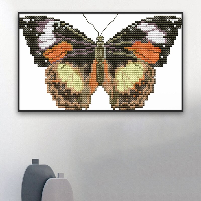 Cross Stitch Stamped Kits Printed Embroidery Cloth Needlepoint Kits Easy Patterns For Butterfly 11CT 27X18cm