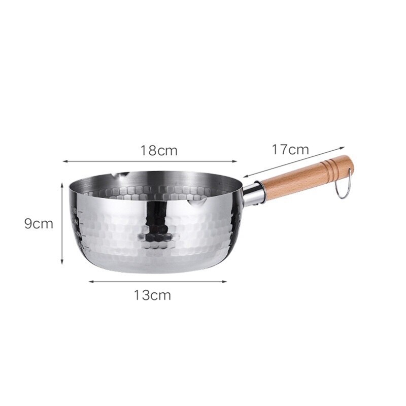Practical Household Stainless Steel Cookware Anti-Scalding Non-Stick Pan With Wooden Handle