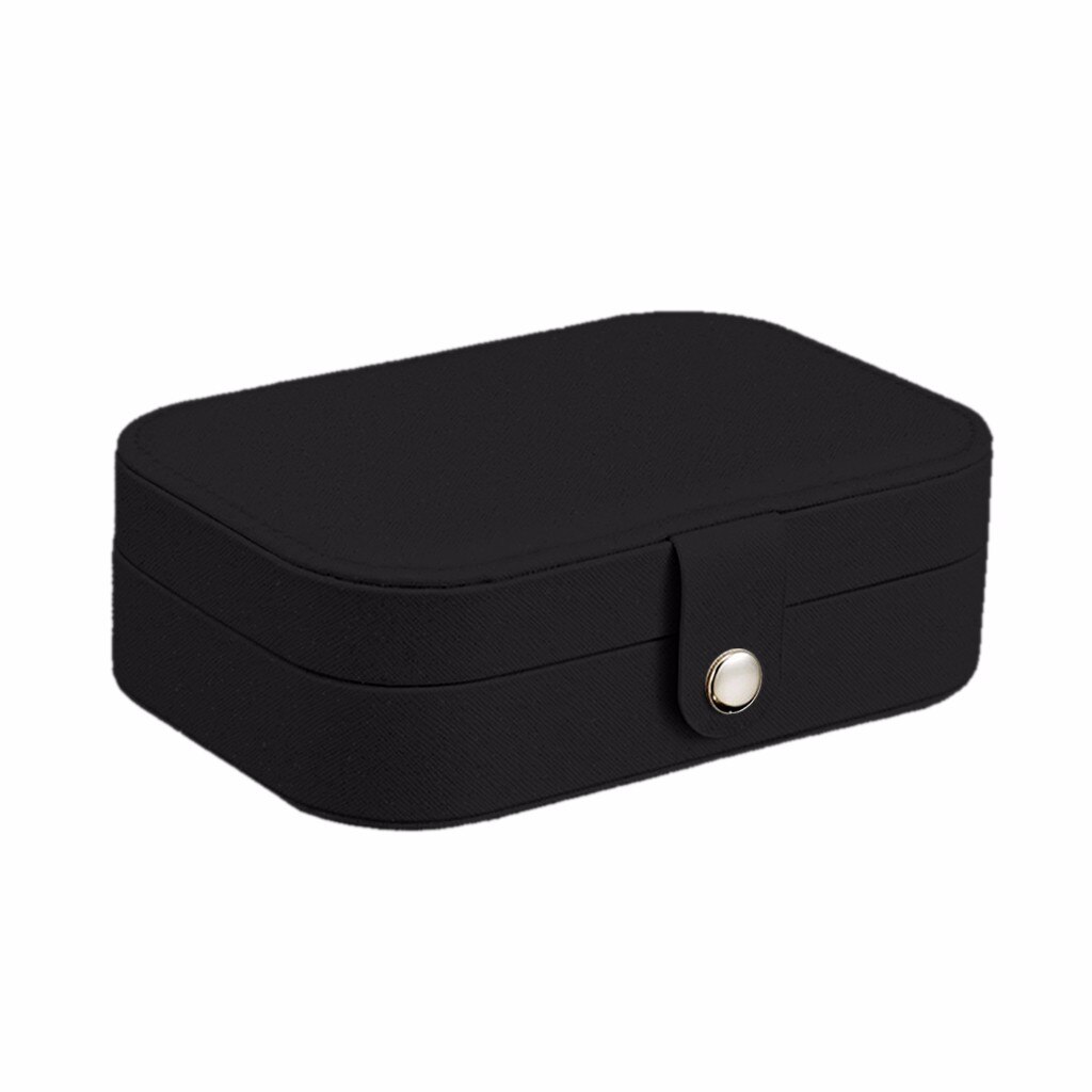 Luxury Storage Jewelry Box Portable Silk Thread Storage Box Stud Earrings Ring Jewelry Box Organizer Holder #PJR: Black
