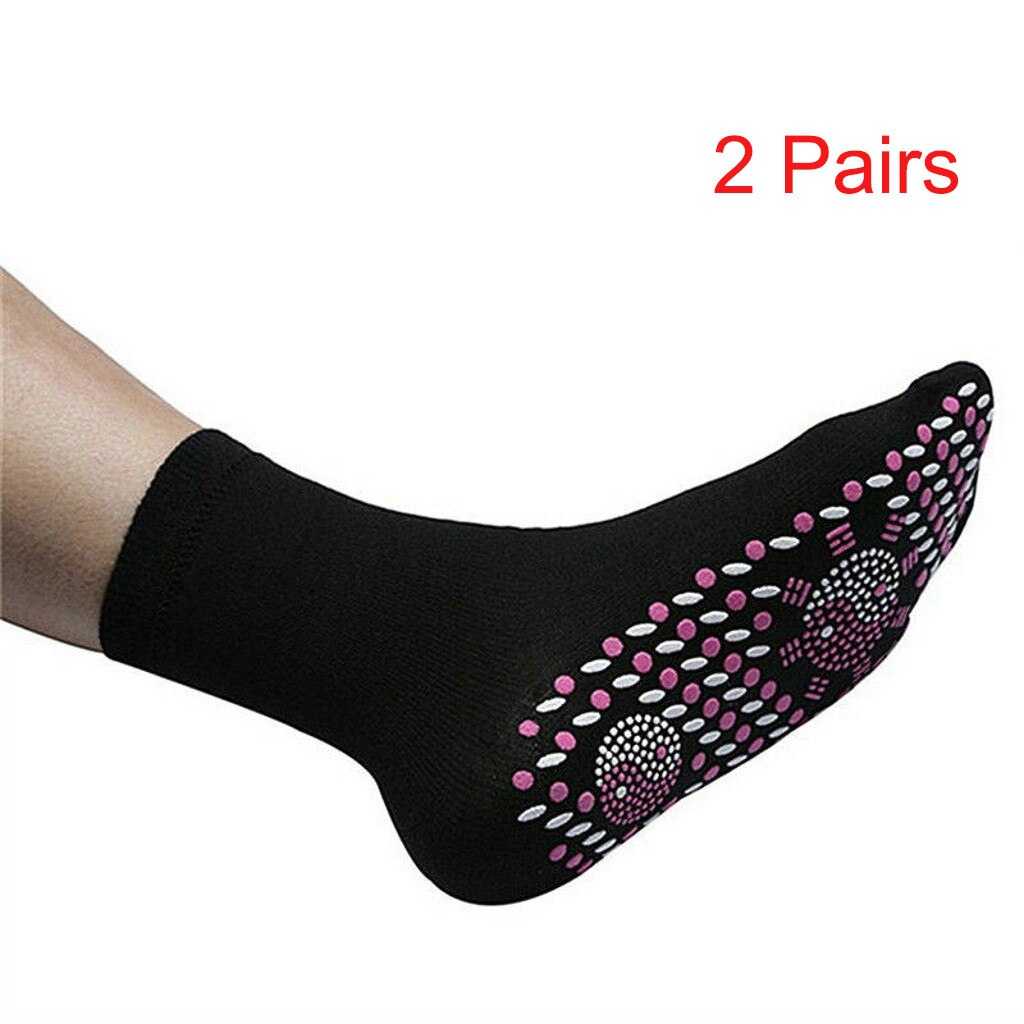 Turmalin selvopvarmning opvarmede sokker til kvinder mem hjælp varme kolde fødder komfort sundhed opvarmede sokker magnetisk terapi behagelig: 2 stk sort