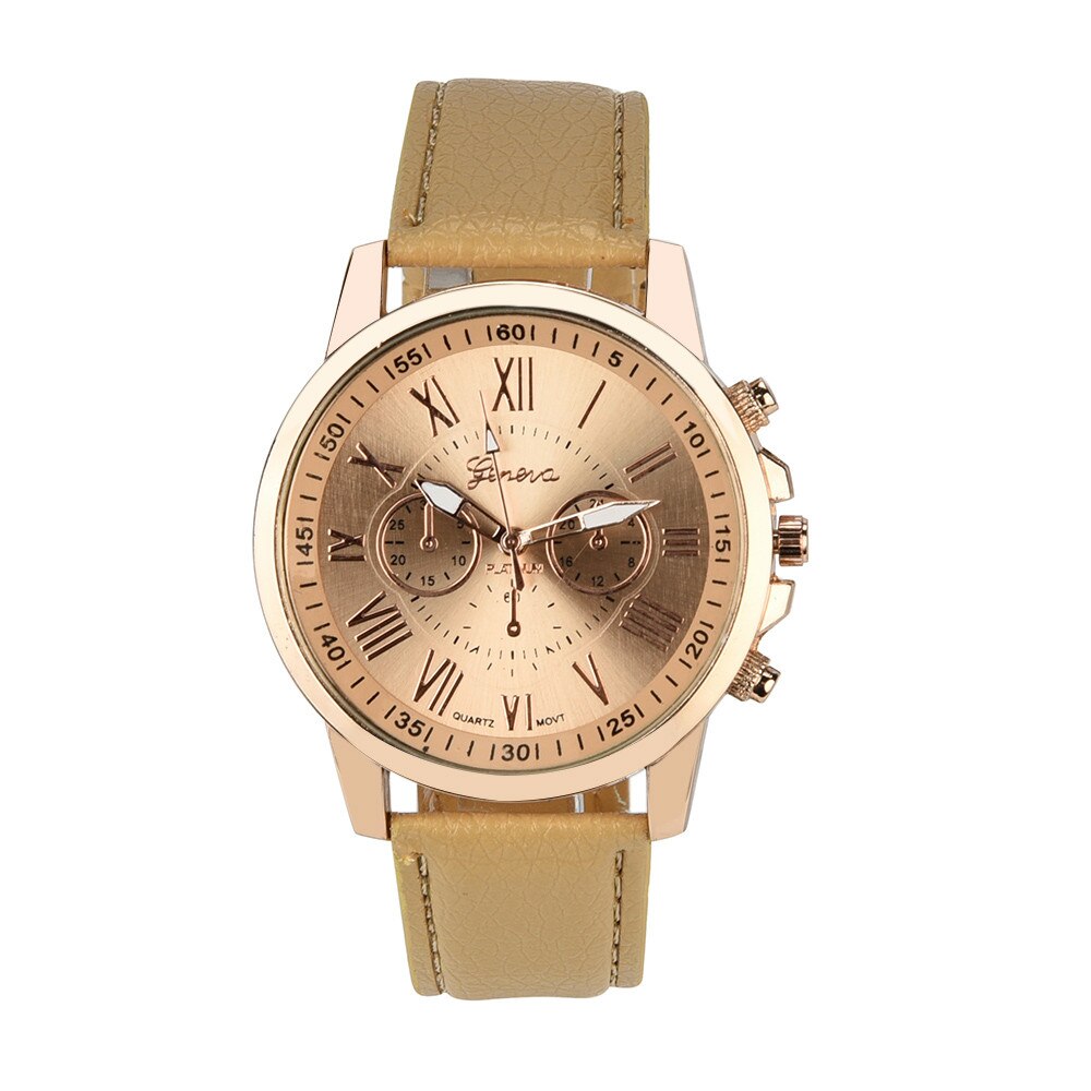 Horloges Vrouwen Mode Horloge Luxe Vrouw Horloge Vrouwen Romeinse Cijfers Faux Leather Analoge Quartz Horloge Годинники Жіночі: B