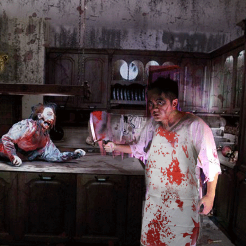 51*72cm Halloween Horror Blood Handprint Apron for Unisex Halloween House Decor Party Kitchen Tools Decorations
