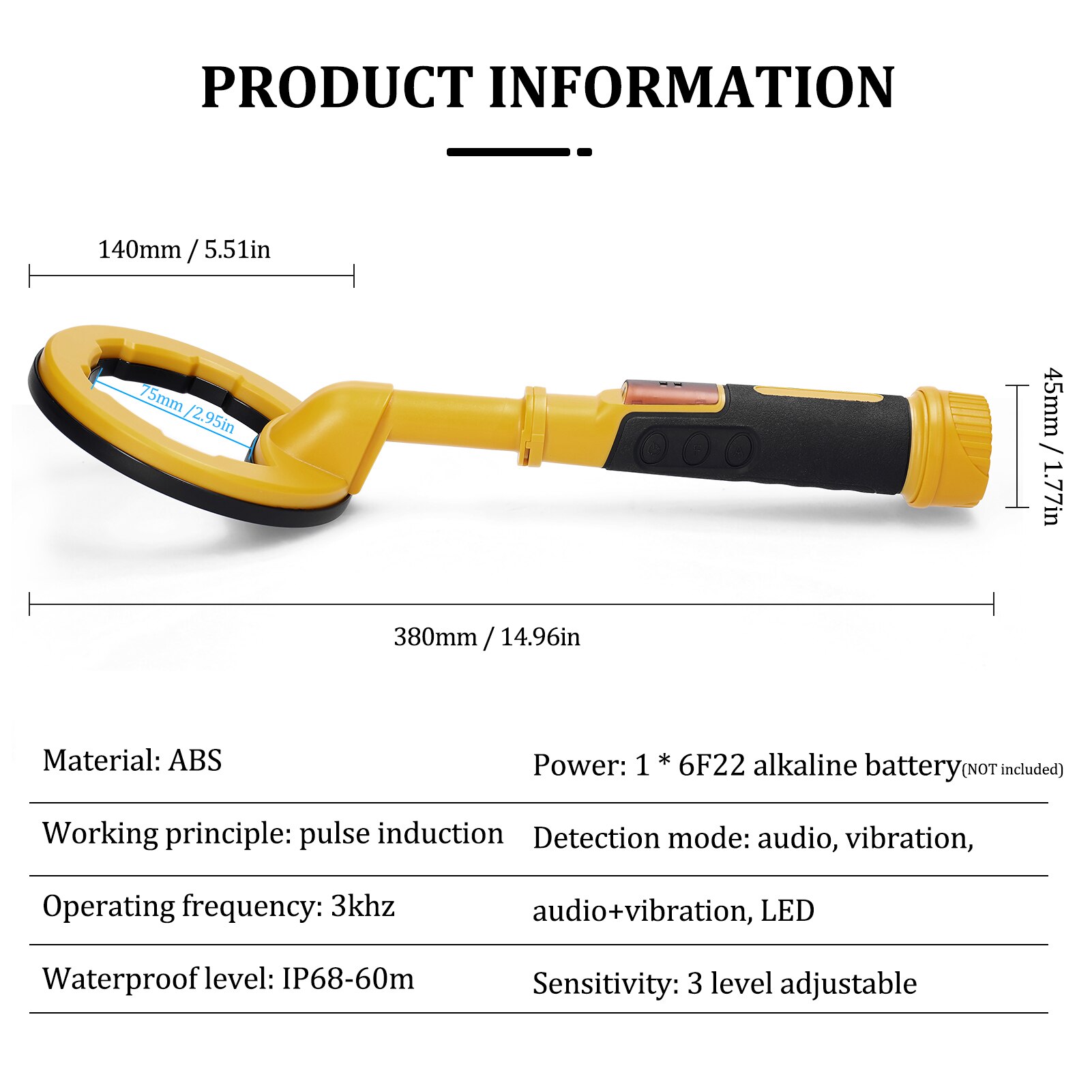 2 In 1 Underwater Detector Pinpointer Handheld Underwater Pulse Dive Metal Detector Detector Grade Audio Vibrations LED Alerts
