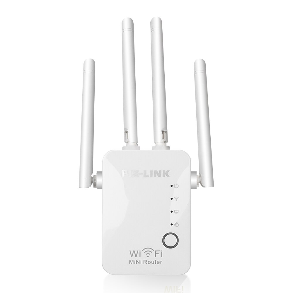 Kebidu 300Mbps Mini Wireless Wifi Repeater Netwerk 2.4G Wifi Extender Range Expander Router 802.11 B/G/N Met Dual Antennes: US Plug / 4pcs Antennas white