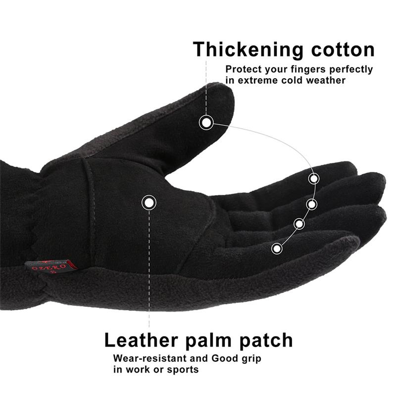 OZERO Winter Gloves -30°F Cold Proof Deerskin Suede Leather Glove Water-Resistant Windproof Insulated for Driving Cycling Hiking