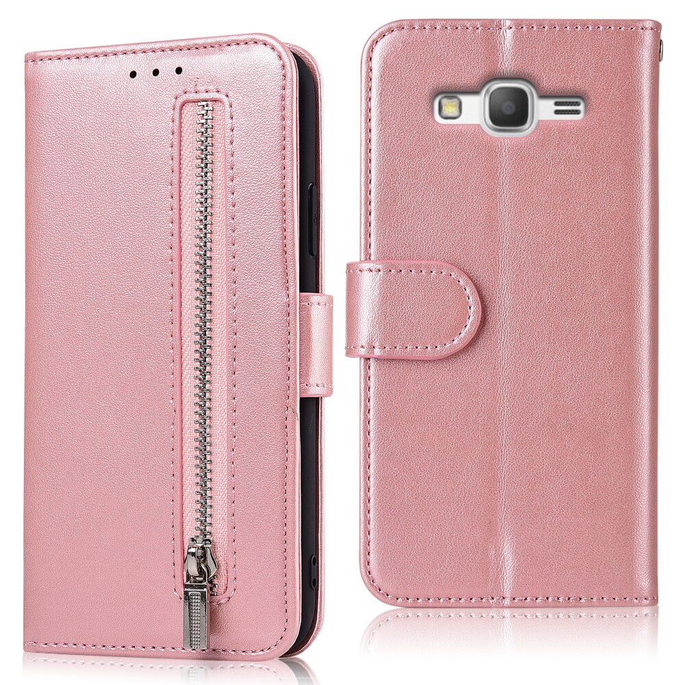 Für Auf Samsung Galaxy J7 Neo (Nxt) fall Zipper Flip Brieftasche Ledertasche Für Samsung J7 Neo (Nxt) Abdeckung Für J7 Neo (Nxt): 61zipper--Pink