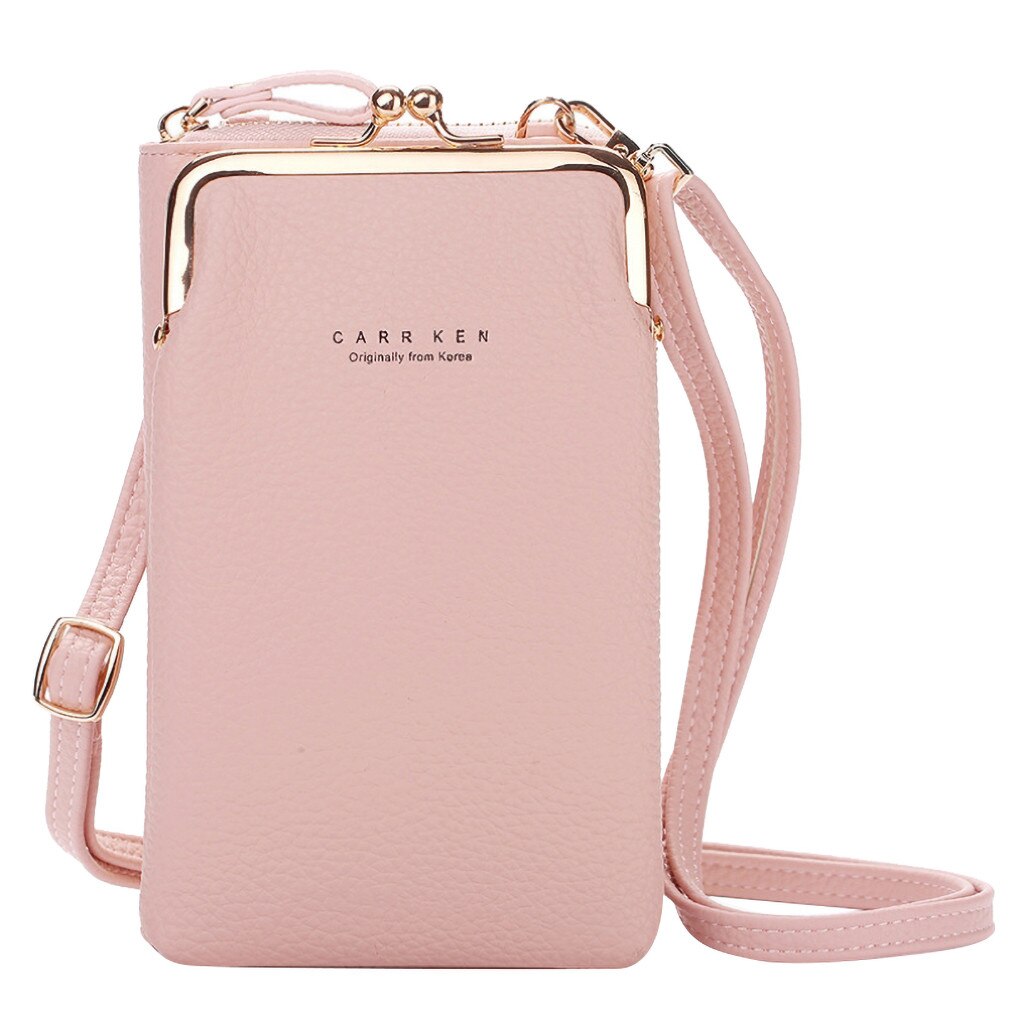 PU Large Capacity Cellphone Bag Female Daily Use Shoulder Bags Women Leather Card Crossbody Messenger Bag Ladies Purse: Pink