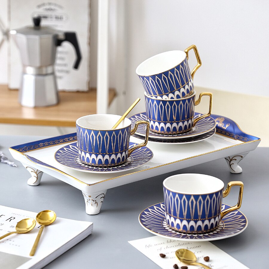 Kerst Thee Cup Set Hoge Europese Koffie Kopje Thee Set Keramische Espresso Cups Herbruikbare Kubek Thee Glazen Servies Thuis LZI015