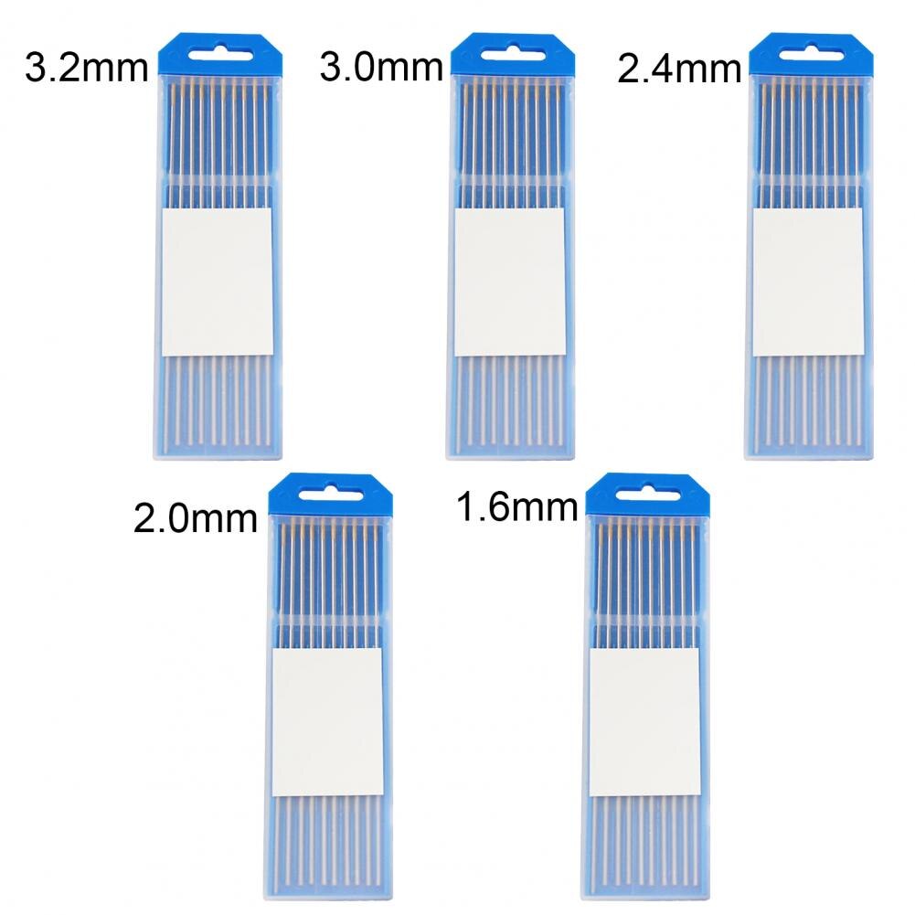 10Pcs 1.6-3.2mm Tungsten Electrodes Wear-proof Welding Rods Assorted Lanthanated Gold-tipped Tungsten Electrodes for Aluminum