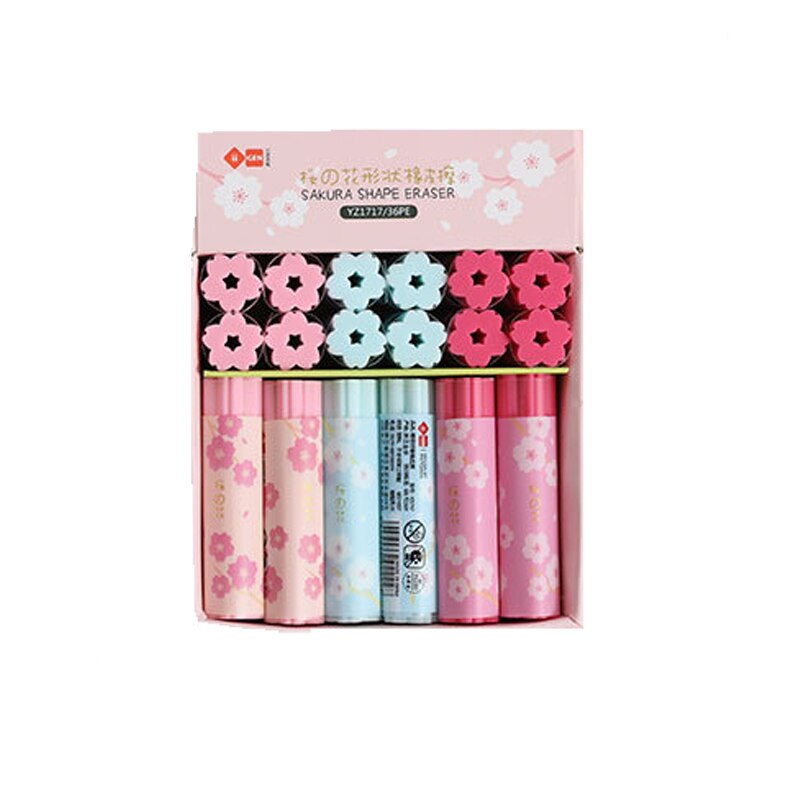 Goma de borrar de trébol de la suerte sakura para estudiantes, juguete de dibujos animados, modificar error, examen, papelería, 36 Uds.: Default Title