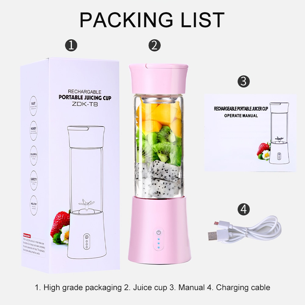 Portable Blender USB Mixer Electric Juicer Machine Smoothie Blender Mini Food Processor Personal Lemon Squeezer Orange Juicer