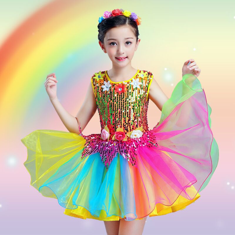Robe de Ballet à paillettes pour fille et garçon, Costumes de danse Tutu pour la scène: dress / 110cm
