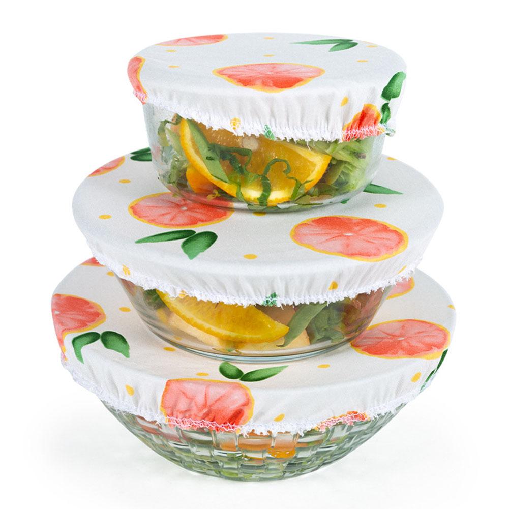 3 unids/set tela cubre Stretch tapas Universal de envolver alimentos tazón olla tapa de la cubierta de tela Pan cocina Adaptable de tapas: D