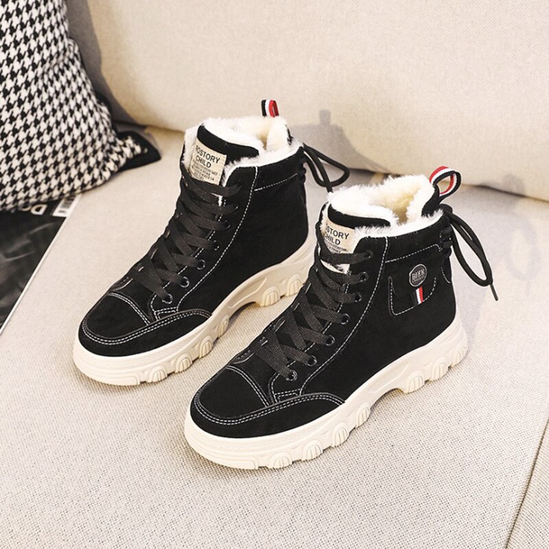 Dames sneakers winter damesschoenen flats platform casual schoenen voor dames comfortabele hoge top warme pluche off white schoenen