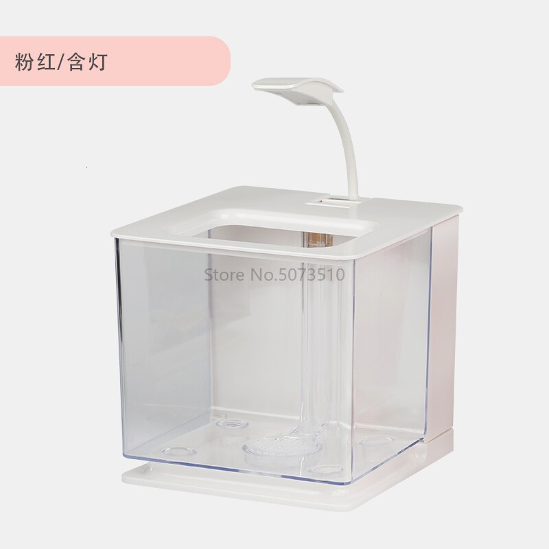 Fish Tank Living Room Small Desktop Home Small Fish Tank Acrylic Plastic Mini Lazy Bucket Fish Tank Fish Tank Aquarium: Light Green