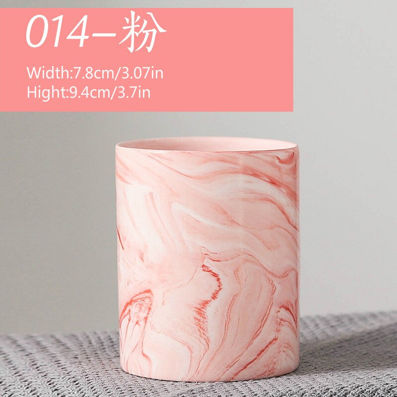 Nordic Style Ceramic Round Plant Pots Pink Marble Pattern Succulent Flowerpot with Hole Small Home Office Desktop Decor