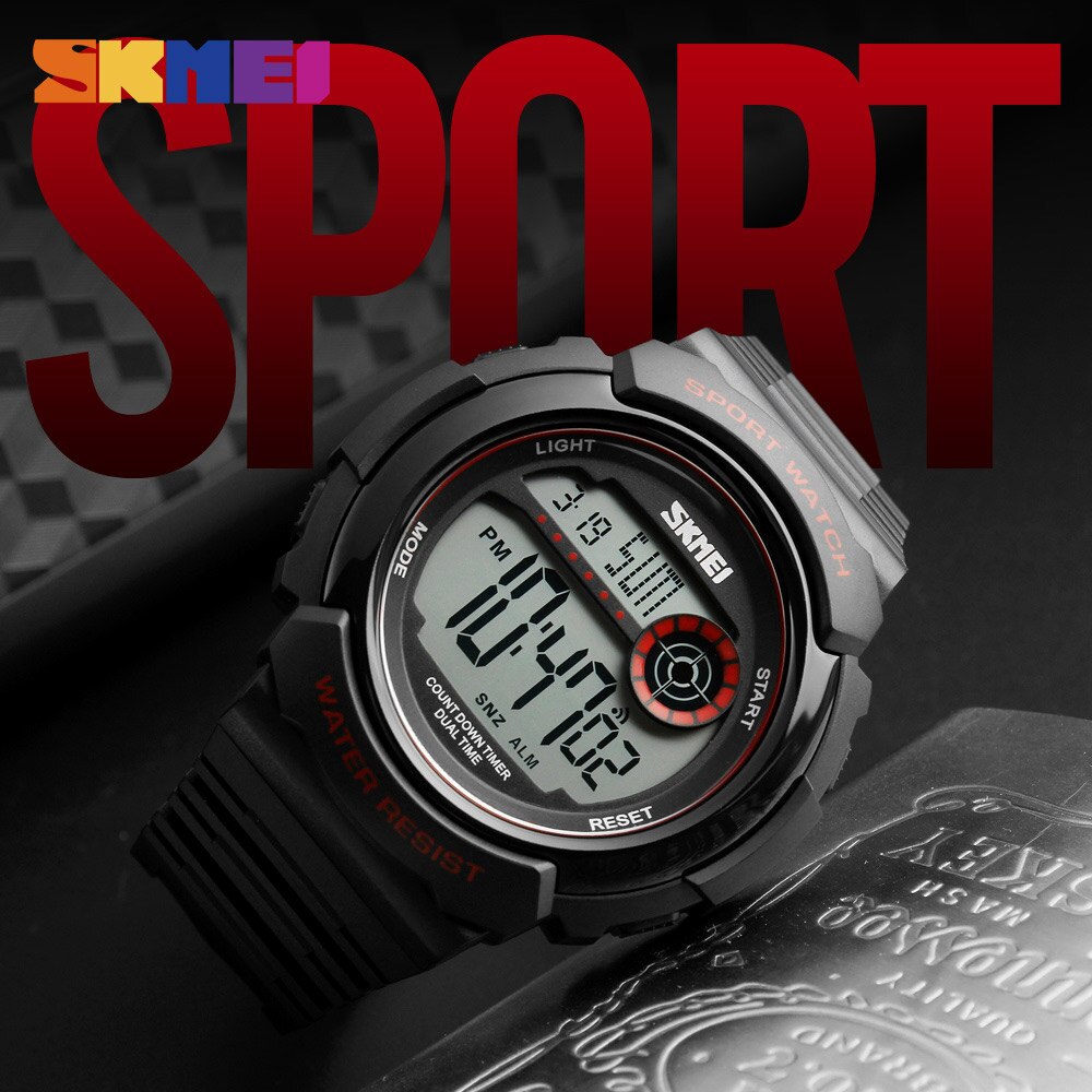 SKMEI Casual Sport Watch Men 5Bar Waterproof Chronograph Watches Alarm Clock Digital Watch Relogio Masculino 1367