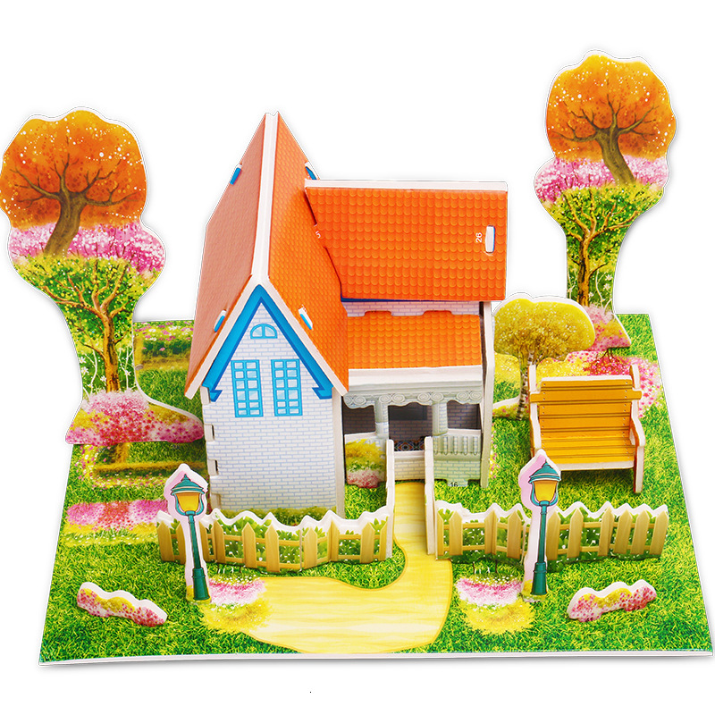 3D Alpinia Oxyphylla Jigsaw ForChildren Speelgoed Papier Capa-citor Huis Model Puzzel Speelgoed