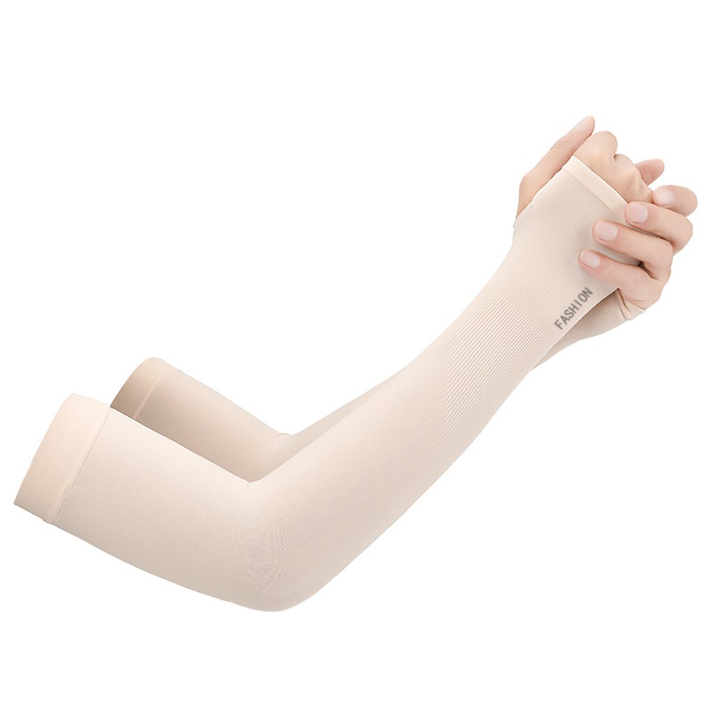 Unisex Cooling Arm Sleeves Cover Cycling Running UV Sun Protection Outdoor Men Nylon Cool Arm Sleeves Solid color Armband Cover: D