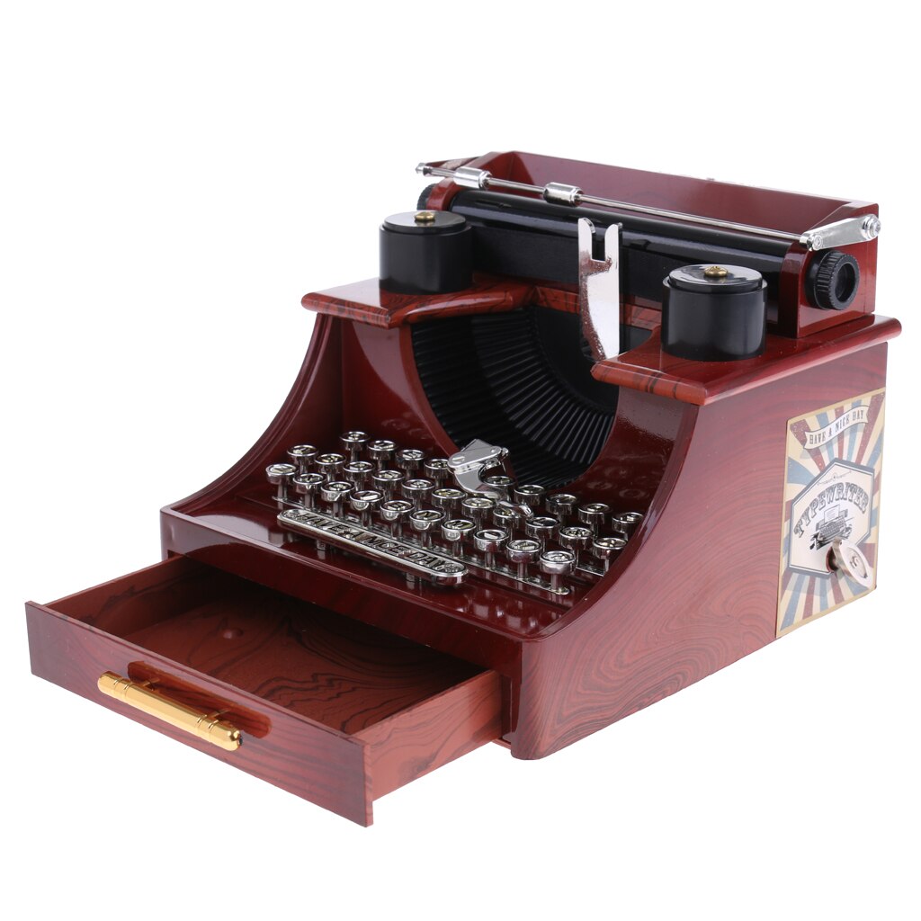 Ouderwetse Mechanische Schrijfmachine Muziekdoos Speelgoed Tafel Decor