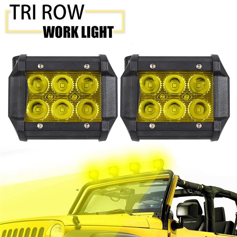 4 "18W Led Spot Verlichting Bar Lamp Auto Vrachtwagen Motorfiets Boot 4WD Suv Atv Geel