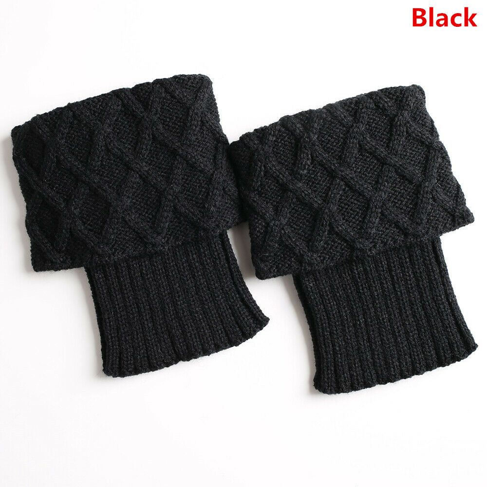 1Pc Vrouwen Winter Warme Lange Boot Sokken Knie Hoge Bohemen Winter Gebreide Beenwarmers Laarzen Slobkousen Acryl Wollen Sokken: C-black