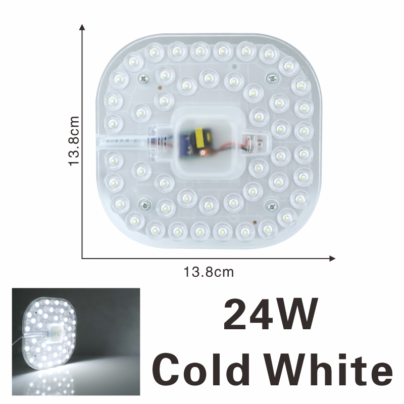 Led-loftslamper modul  ac220v 230v 240v 12w 18w 24w 36w led-lys udskift loftlampe belysningskilde praktisk installation: 24w kold hvid