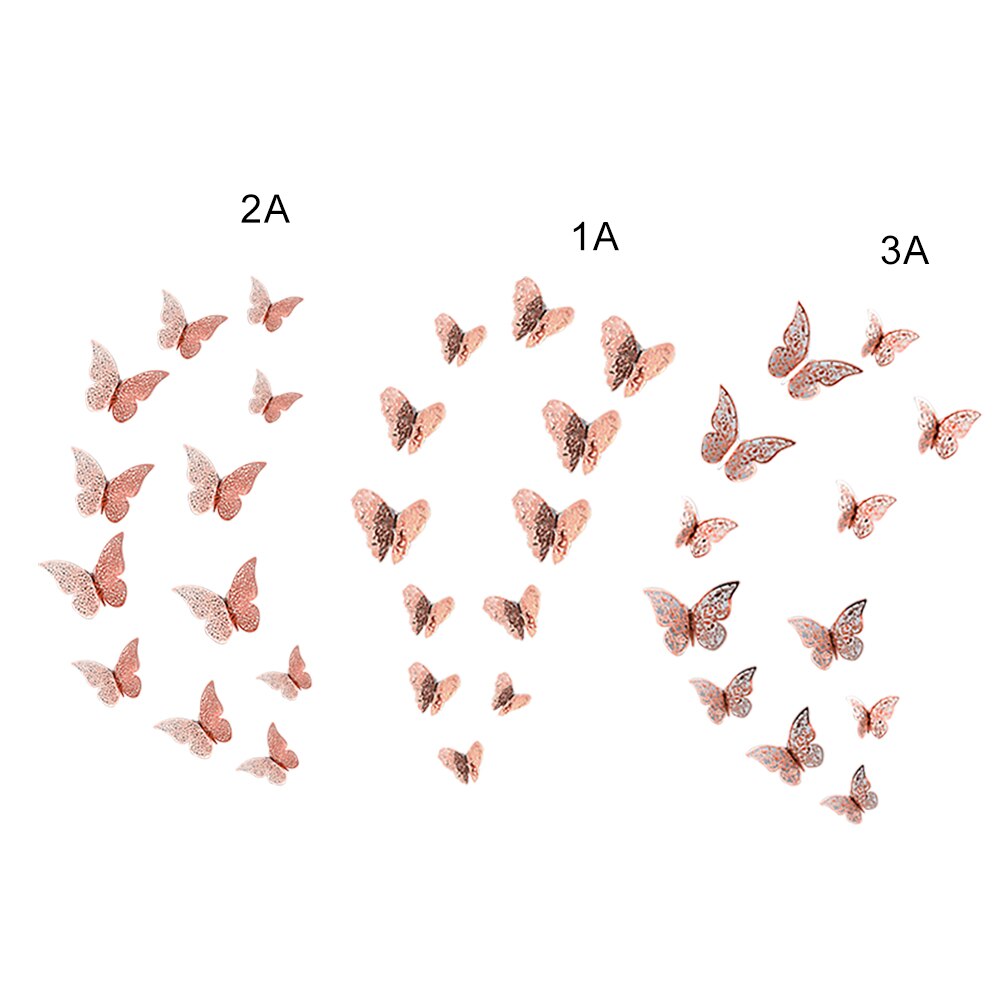 Art 12Pcs Set Removable Butterfly 3D Wall DIY Stickers Metallic Paper Murals for Home Bedroom Room Decoration Sticker