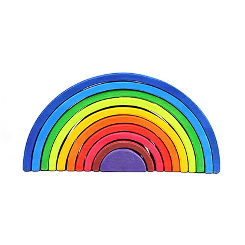 Holz Regenbogen Blöcke Regenbogen Stacker Holz Spielzeug Nesting Puzzle Regenbogen Bausteine Montessori Lernen Pädagogisches Spielzeug: 10pcs blue