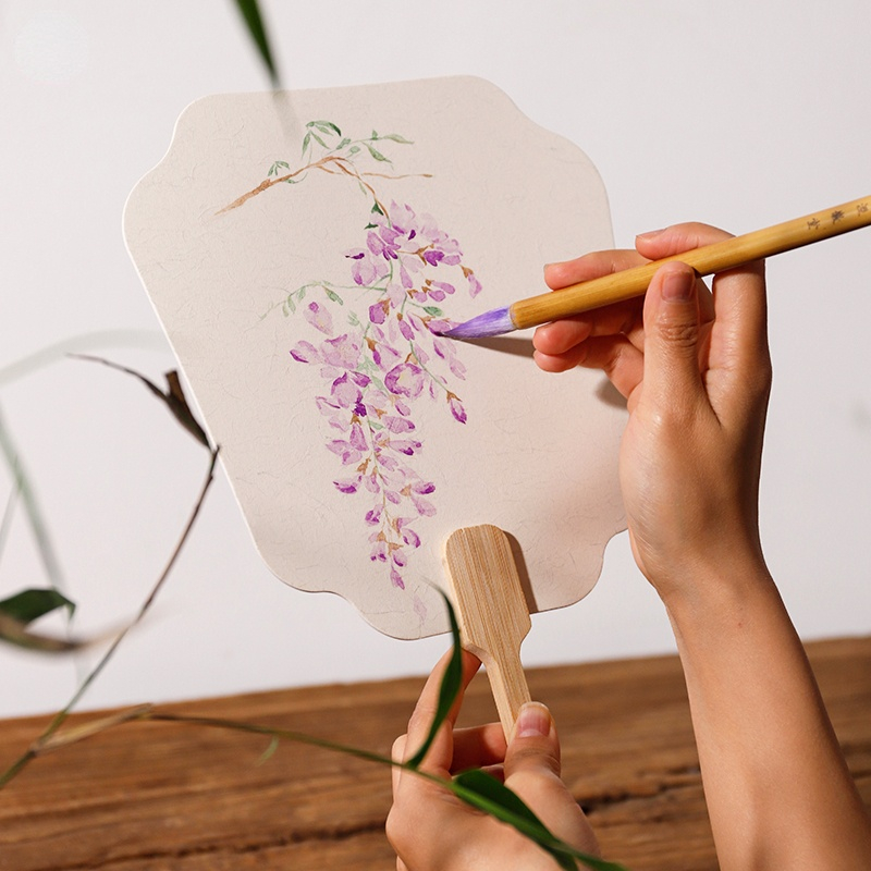 Groep Fan Dikke Rijst Papier Blanco Hand Fan Hand Schilderen Diy Ventilateur Abanicos Para Boda Hanfu Prestaties Props Draagbare
