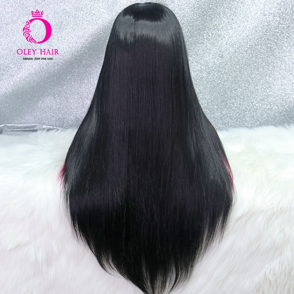 Rose Red Wig Highlight Synthetic Lace Front Wig Hightemperature Fiber Long Straight Drag Queen Cosplay Wigs For Women OLEY