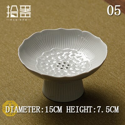 Drainable Ceramic High Leg Plate Dessert Refreshment Plate Dried Fruit Japanese Fruit Dish Chinese Tray for Buddha Fruit Plate: MID05