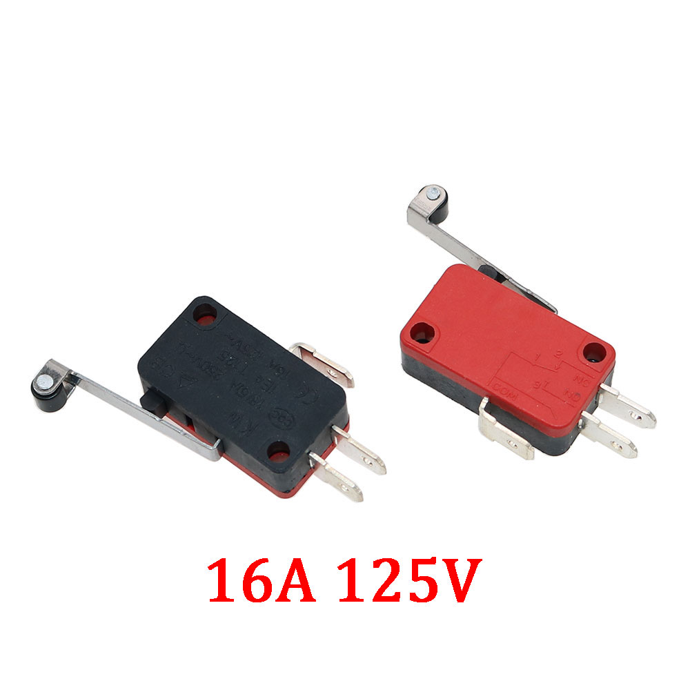 3 Pins 1A/5A 125V/250V Mini Micro Limit Switch Terminals SPDT Roller Arc lever Snap Action Push Micro Mouse switches C NO NC: 4XL / green