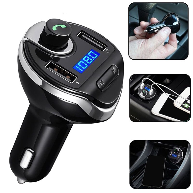 Auto Bluetooth 4.2 Fm-zender T20 Carkit Handsfree Ontvanger O Muziek Lcd Mp3 Speler Dual Usb Car Charger