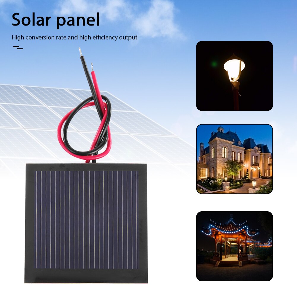 1V 200mA Mini Solar Panel Battery Polycrystalline Silicon Solar Cell +Cable/Wire 40x40mm 0.2W DIY for Solar Toy