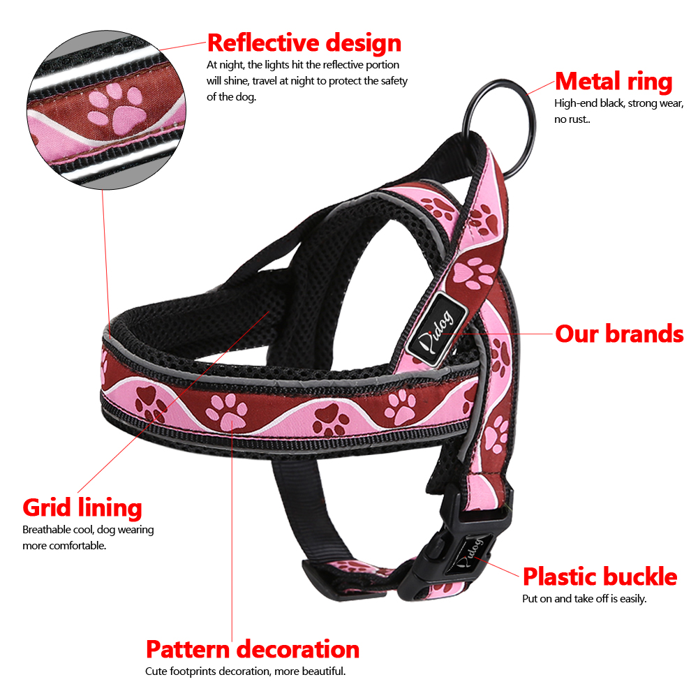 Reflective Dog Harness Adjustable Outdoor Training Dogs Harnesses with Handle Quick Fit For Medium Large Pets Cats Pitbull