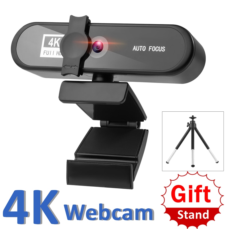 4K Webcam Full HD 1080P Web Camera For PC Computer Laptop Video Record Autofocus Lens 8MP Webcam With Microphone Privacy Cover