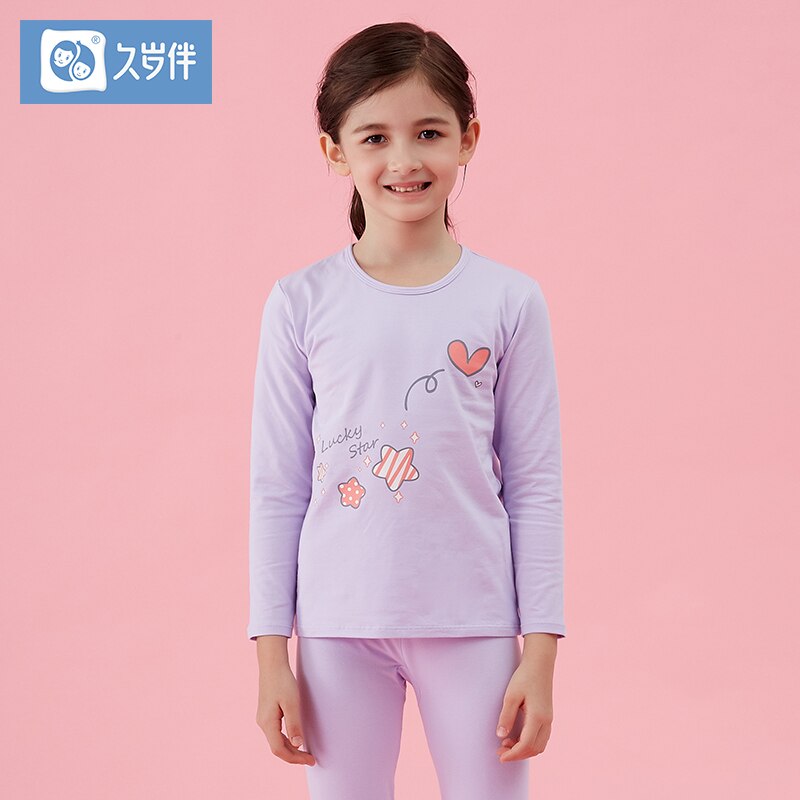 Children's autumn and winter thin section cotton thermal underwear plus velvet suit large baby girl Qiuyiqiuku: 13