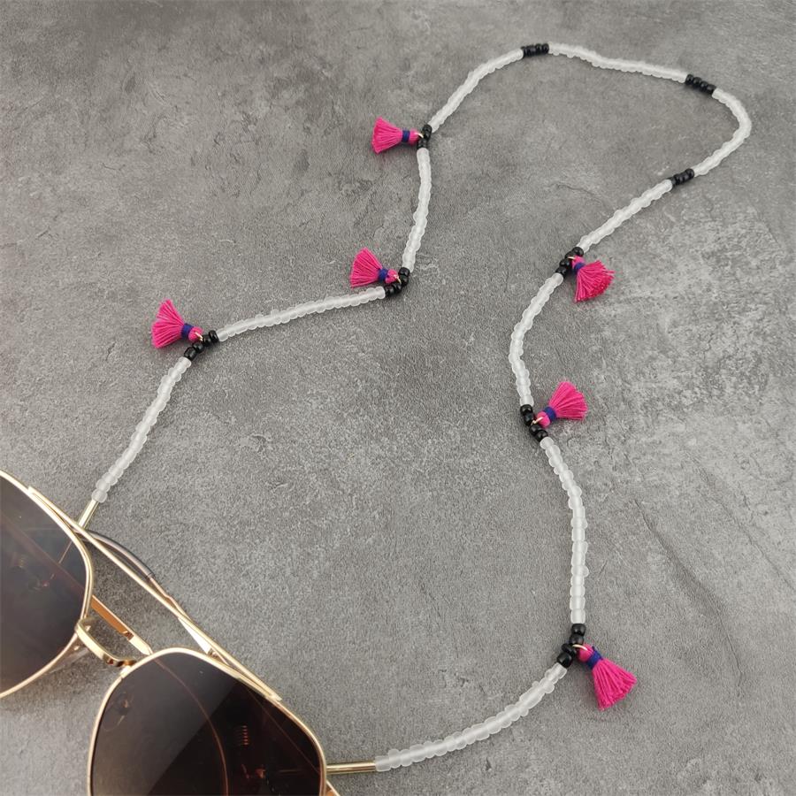 Boho perles de verre chaînes de lunettes avec coton gland lunettes de soleil lunettes de lecture chaîne lunettes porte-cordon sangle de cou corde: 5