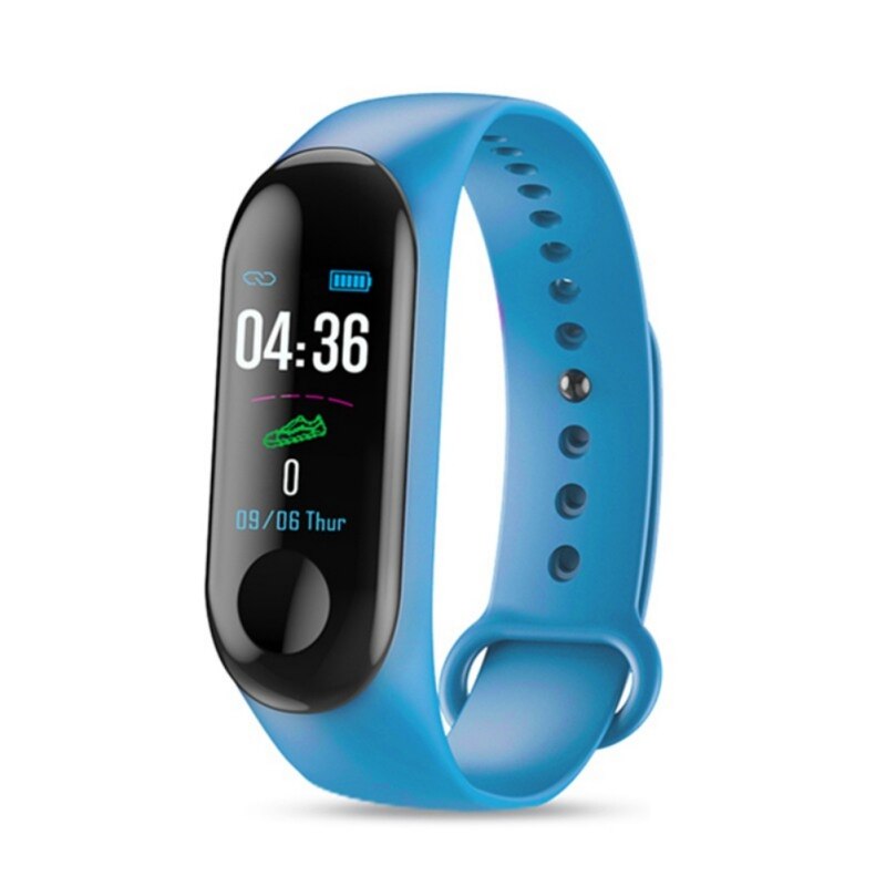 Multi-function Running Step Count Smart Wristband Pressure Heart Rate Sleeping Monitor Watch USB-Charge Sports Tool: Blue